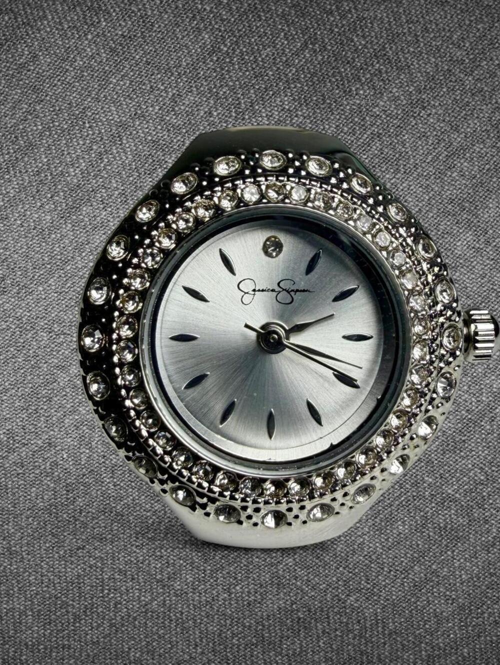 Jessica Simpson Silver Rhinestone Ring Watch NWT - Picture 7 of 8